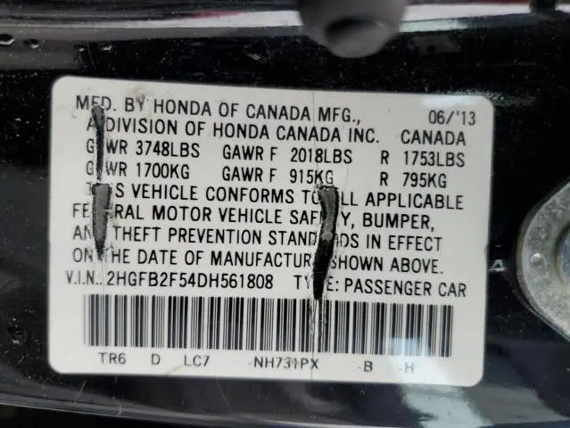2013 HONDA CIVIC LX  