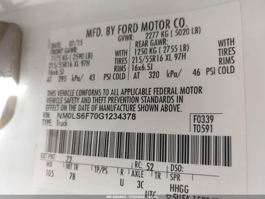 2016 FORD TRANSIT CONNECT XLT