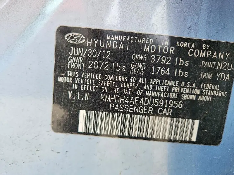 2013 HYUNDAI ELANTRA LIMITED  