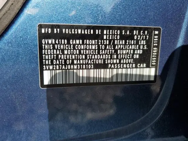 2017 VOLKSWAGEN JETTA S  
