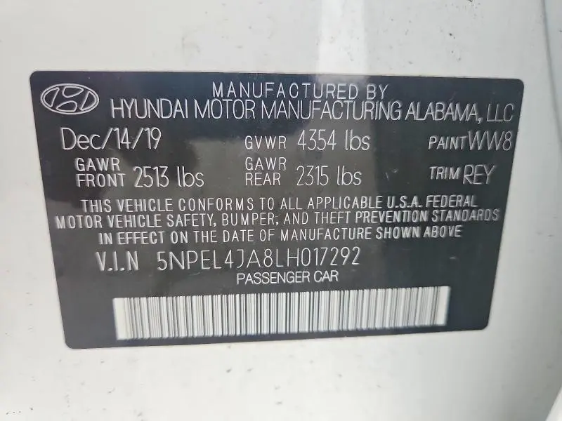 2020 HYUNDAI SONATA SEL  