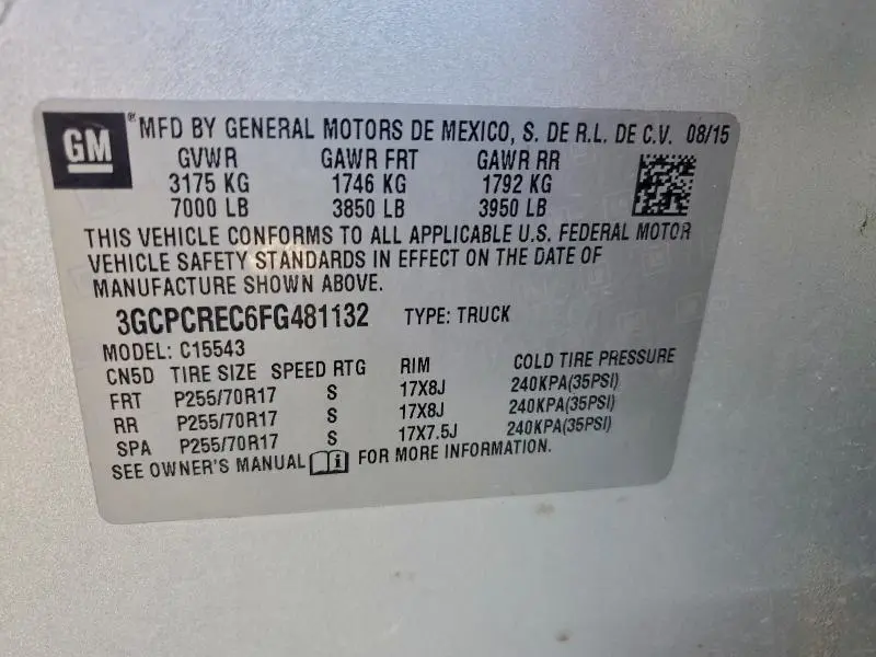 2015 CHEVROLET SILVERADO C1500 LT  