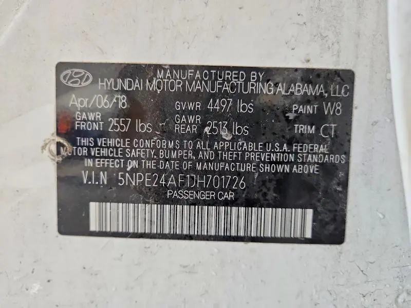 2018 HYUNDAI SONATA SE  