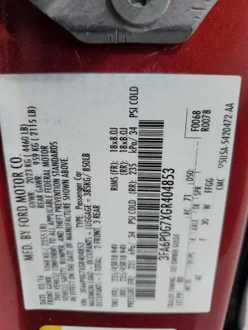 2016 FORD FUSION S  