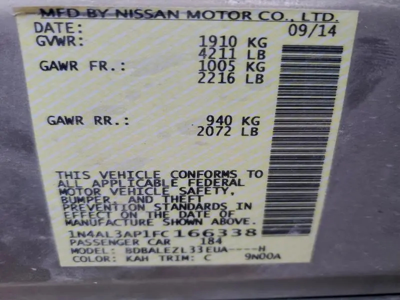 2015 NISSAN ALTIMA 2.5  