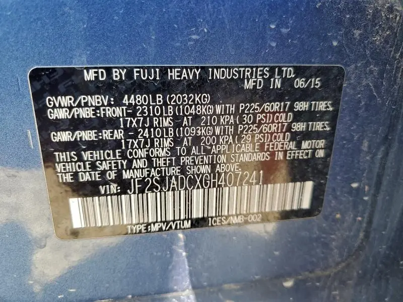 2016 SUBARU FORESTER 2.5I PREMIUM  