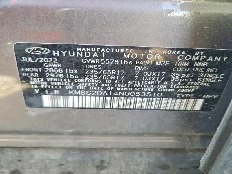 2022 HYUNDAI SANTA FE BLUE  