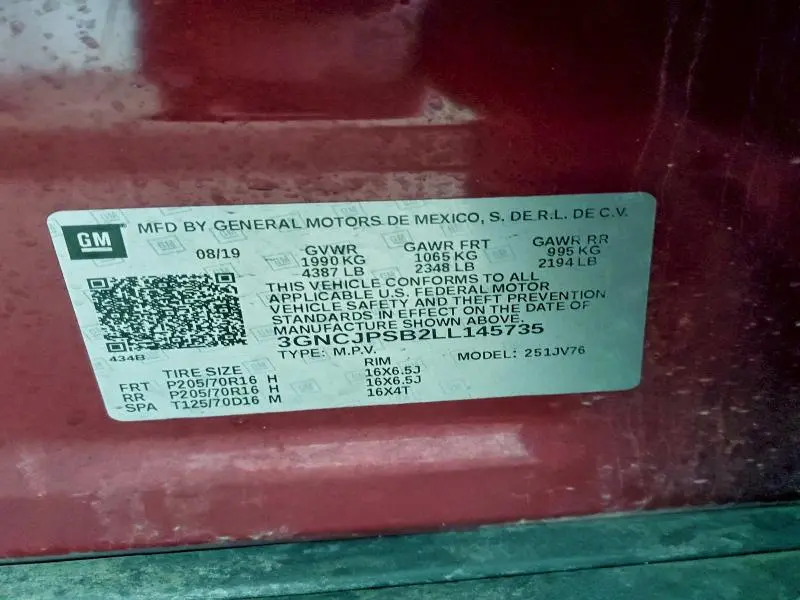 2020 CHEVROLET TRAX 1LT  