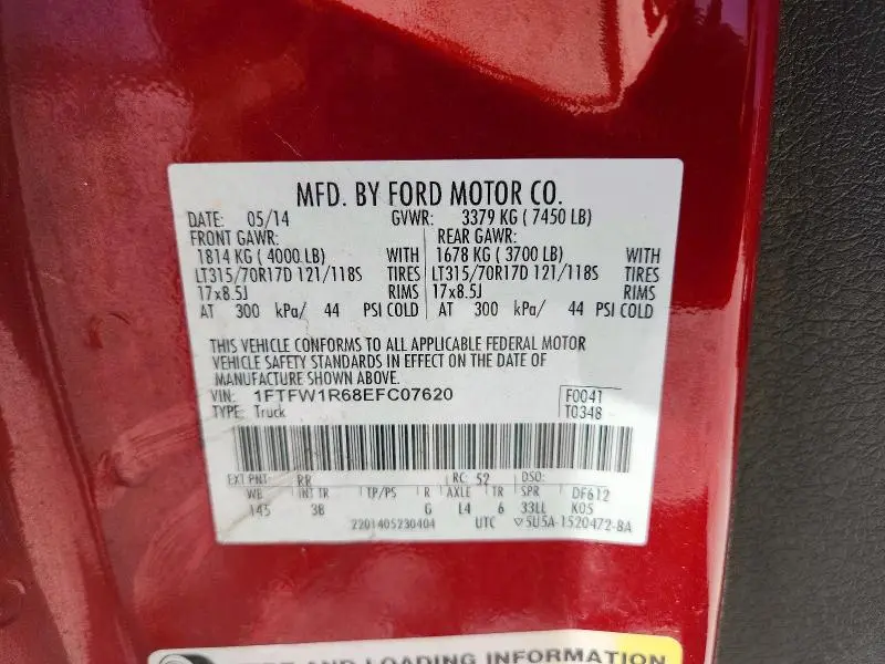 2014 FORD F150 SVT RAPTOR  