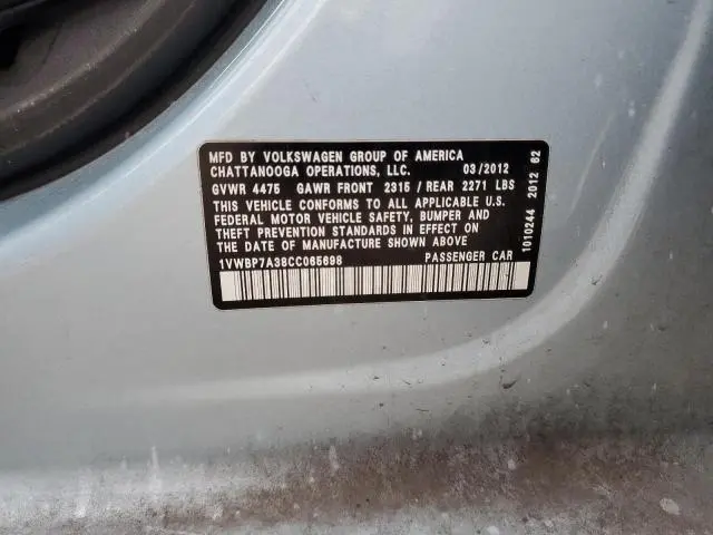 2012 VOLKSWAGEN PASSAT SE  