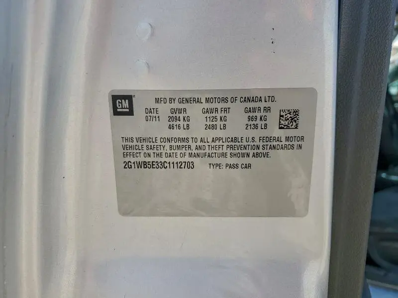 2012 CHEVROLET IMPALA LT  