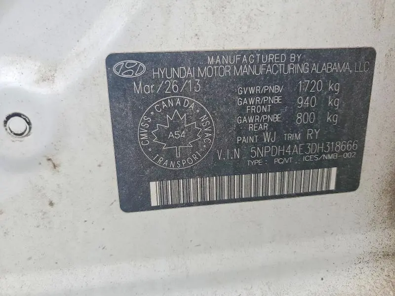 2013 HYUNDAI ELANTRA GLS  