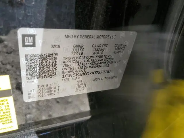 2019 CHEVROLET TAHOE K1500 LT  