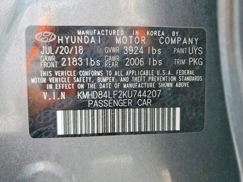2019 HYUNDAI ELANTRA SEL  