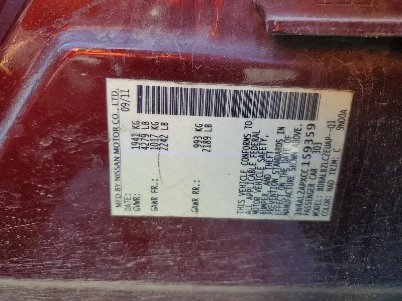 2012 NISSAN ALTIMA 2.5  