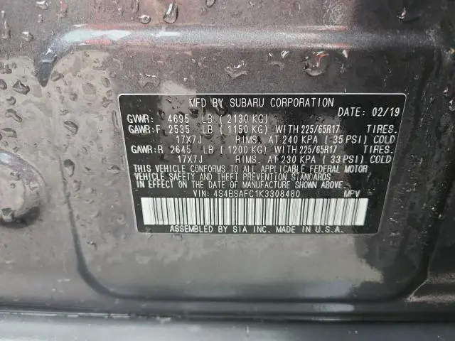 2019 SUBARU OUTBACK 2.5I PREMIUM  