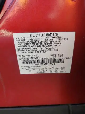 2011 FORD TAURUS SEL  