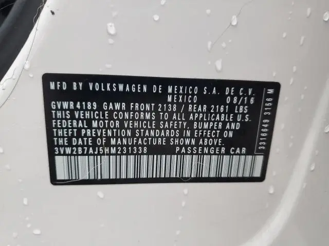 2017 VOLKSWAGEN JETTA S  