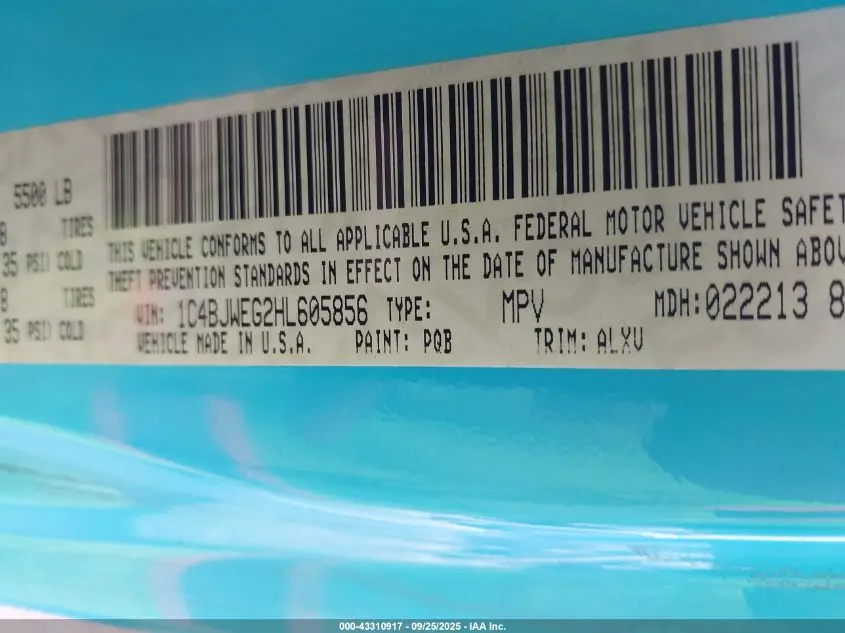 2017 JEEP WRANGLER UNLIMITED SAHARA 4X4