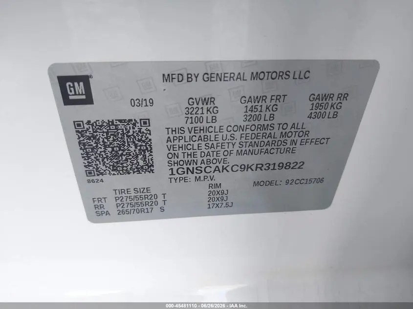 2019 CHEVROLET TAHOE LS