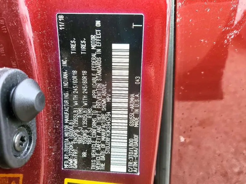 2019 TOYOTA HIGHLANDER XLE  