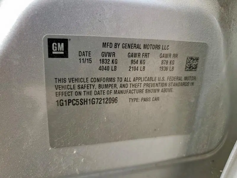2016 CHEVROLET CRUZE LIMITED LS  