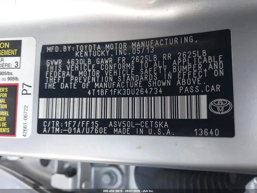 2013 TOYOTA CAMRY SE