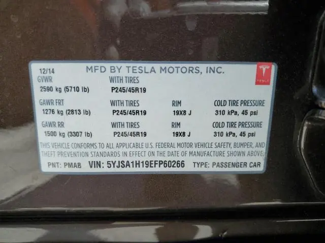 2014 TESLA MODEL S   