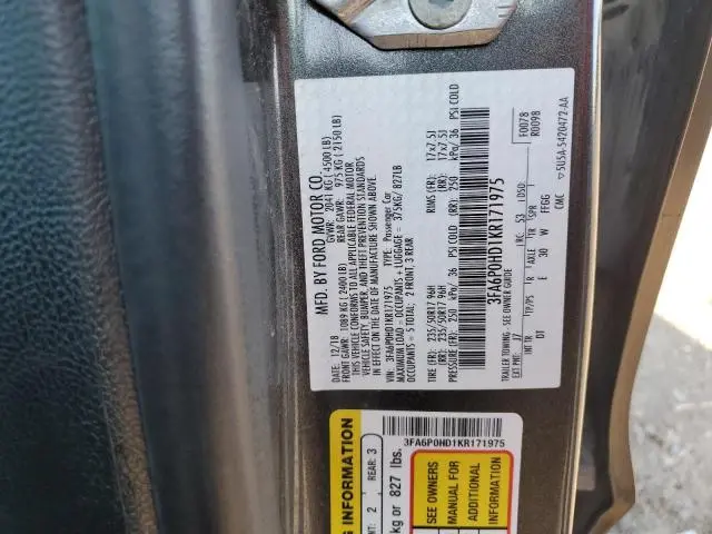 2019 FORD FUSION SE  