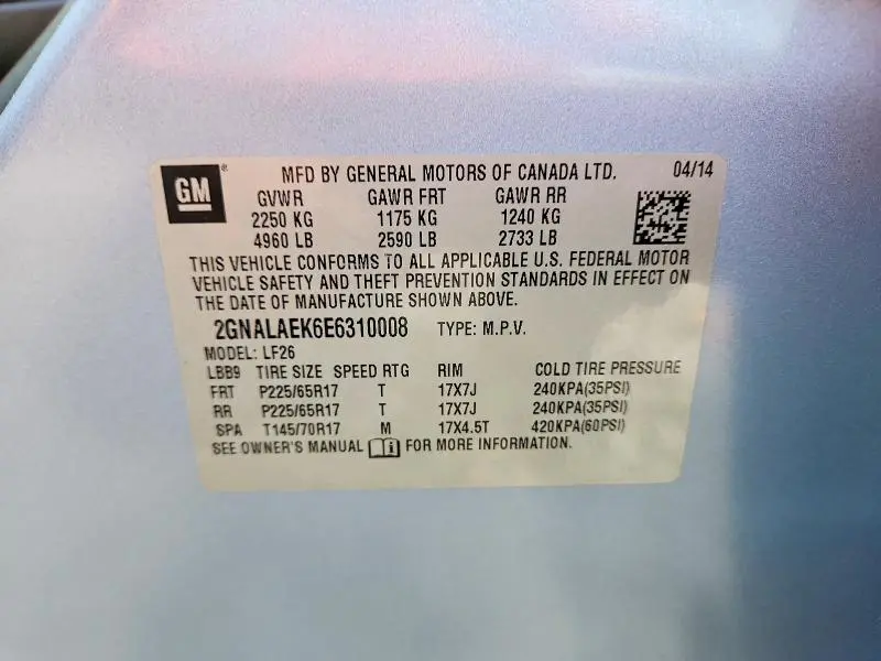 2014 CHEVROLET EQUINOX LS  