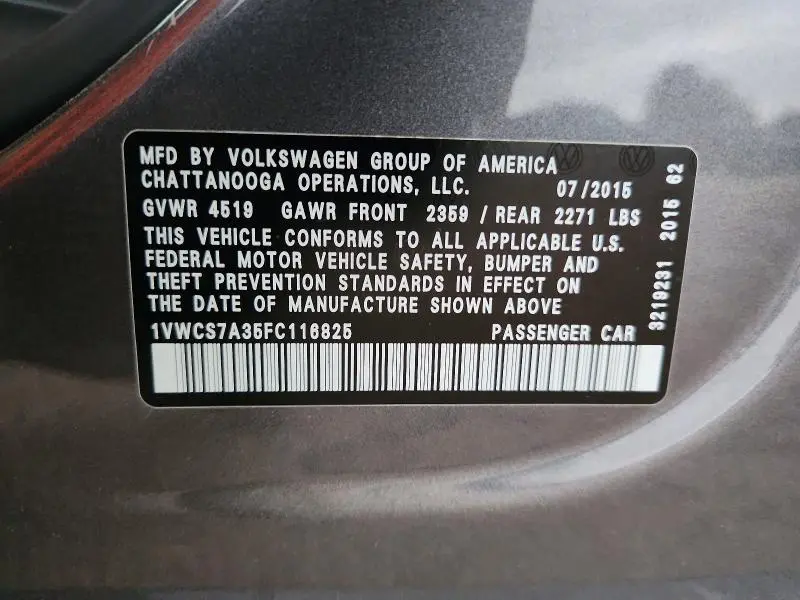 2015 VOLKSWAGEN PASSAT SEL  