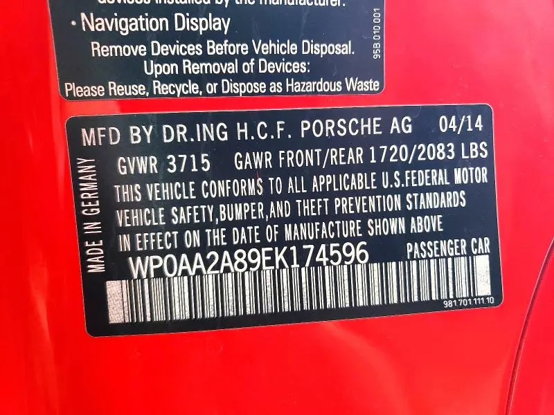 2014 PORSCHE CAYMAN   