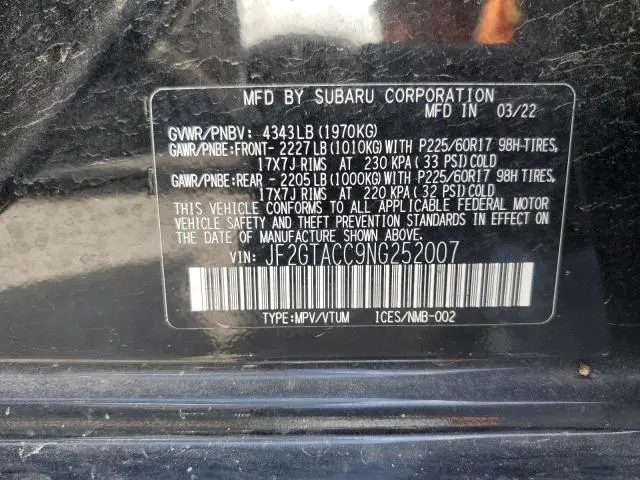 2022 SUBARU CROSSTREK PREMIUM  