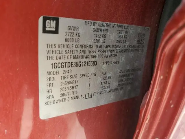 2016 CHEVROLET COLORADO Z71  