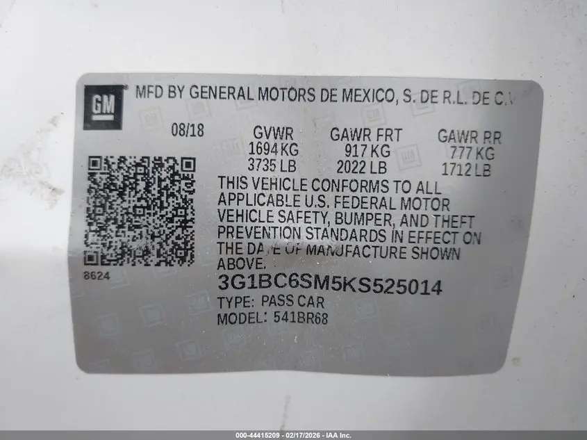 2019 CHEVROLET CRUZE LS