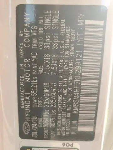 2019 HYUNDAI SANTA FE XL SE  