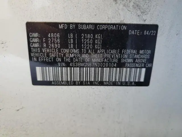 2022 SUBARU LEGACY LIMITED XT