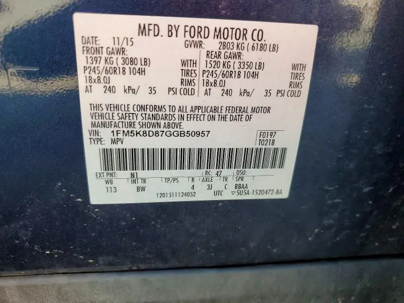 2016 FORD EXPLORER XLT  