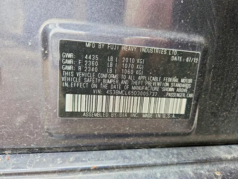2013 SUBARU LEGACY 2.5I LIMITED  