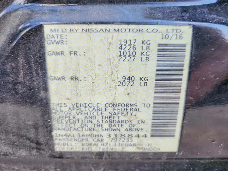 2017 NISSAN ALTIMA 2.5 SR  