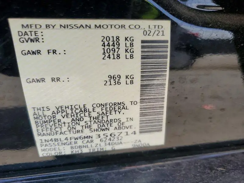 2021 NISSAN ALTIMA PLATINUM  