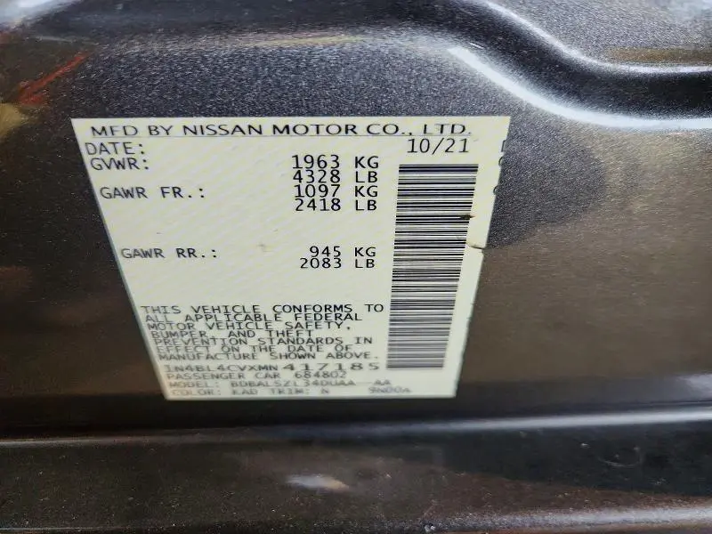 2021 NISSAN ALTIMA 2.5 SR  