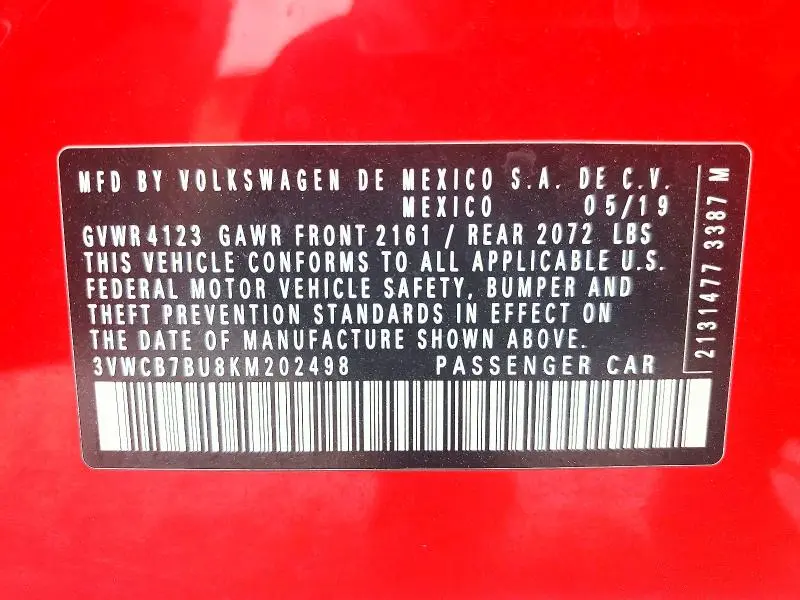 2019 VOLKSWAGEN JETTA S  