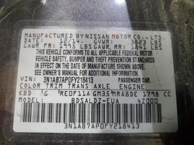 2015 NISSAN SENTRA S  