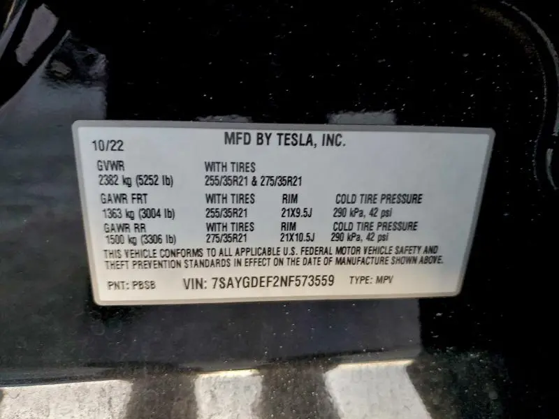 2022 TESLA MODEL Y   