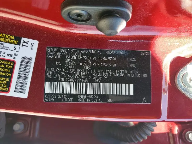 2022 TOYOTA HIGHLANDER XSE  