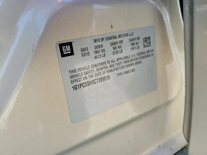 2012 CHEVROLET CRUZE LS  