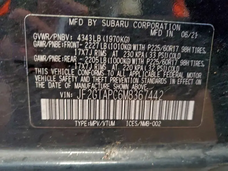 2021 SUBARU CROSSTREK PREMIUM  