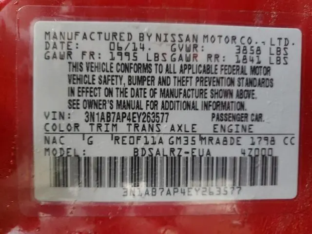 2014 NISSAN SENTRA S  