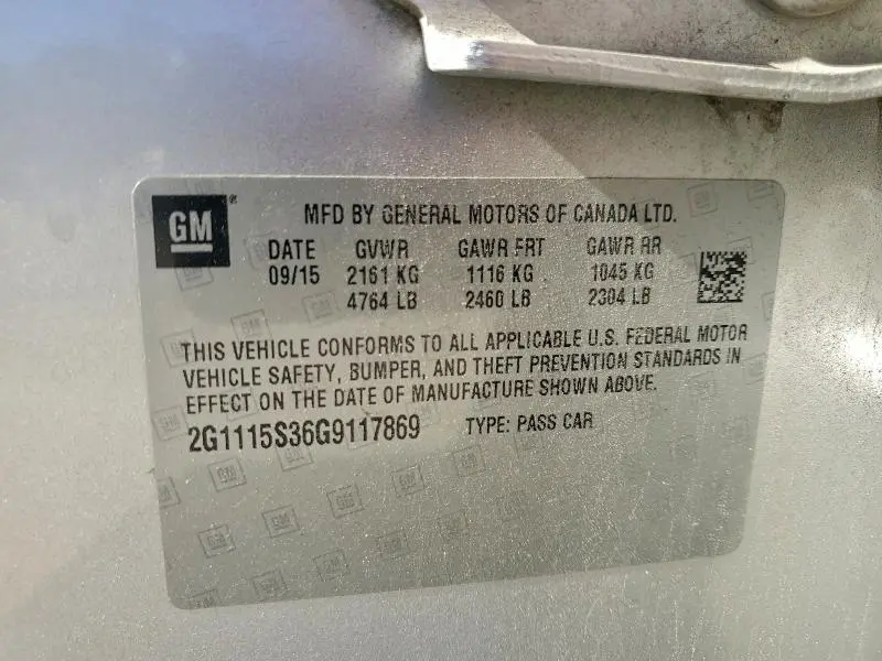 2016 CHEVROLET IMPALA LT  